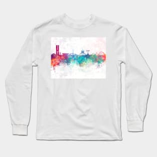 Brasilia skyline in watercolor Long Sleeve T-Shirt